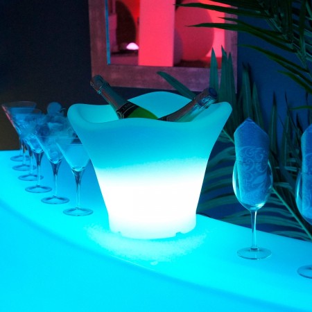 Cubo de champán con iluminación LED multicolor