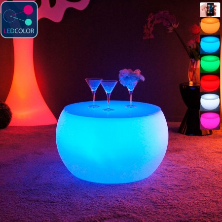Mesa de centro iluminada por LED multicolor - REDONDA