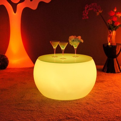 Tavolino da caffè illuminato a LED multicolore - ROTONDO