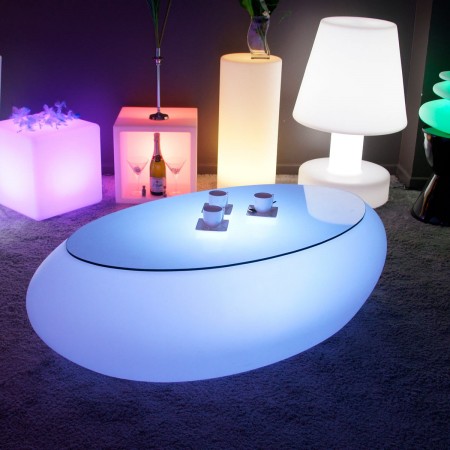 Mesa de centro iluminada por LED multicolor - STONE