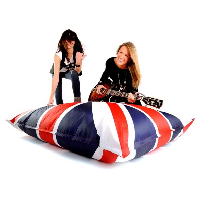 Puff estampado XL gigante, funda extraíble, interior, sala de estar, dormitorio, bandera inglesa del Reino Unido BiG52