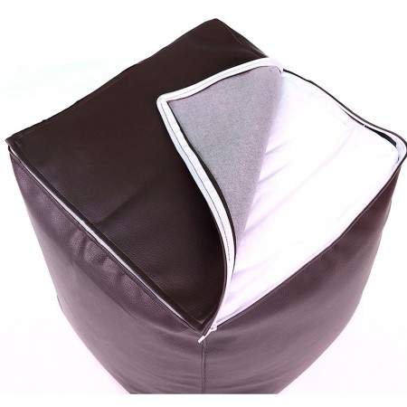 Pouf Cube Intérieur, Déhoussable, Salon, Chambre, Simili Cuir Chocolat BiG52