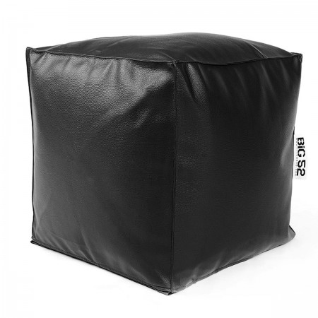 Pouf Cube Intérieur, Déhoussable, Salon, Chambre, Simili Cuir Noir BiG52
