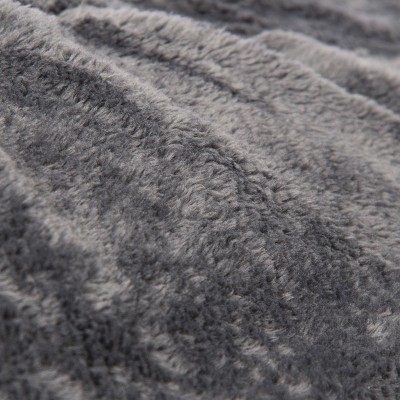 Interior de puf redondo gigante XXXL en tejido polar gris suave, funda extraíble, para sala de estar - TiTAN