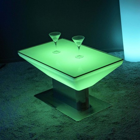 Tavolino da caffè illuminato a LED multicolore - Quadrato in acciaio