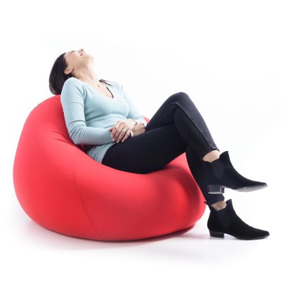 Sitzkissen XL Birne, abnehmbarer Bezug, Wohnzimmer, Schlafzimmer, elastischer Stretchstoff, Rot BiG52