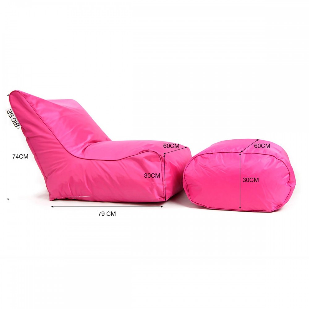 Rosa Pouf-Sesselbezug mit Fußhocker BiG52