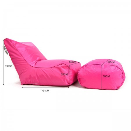 Funda sillón puf BiG52 rosa con reposapiés