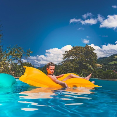 Beanbag gigante XXL con rivestimento sfoderabile, galleggiante per piscina, giallo POOL BiG52