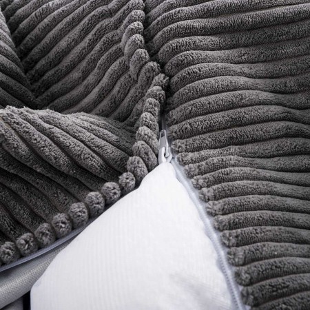 Giant Pouf Rotondo XXXL In morbidissimo velluto grigio, interno per soggiorno, camera da letto, rivestimento sfoderabile - TiTAN