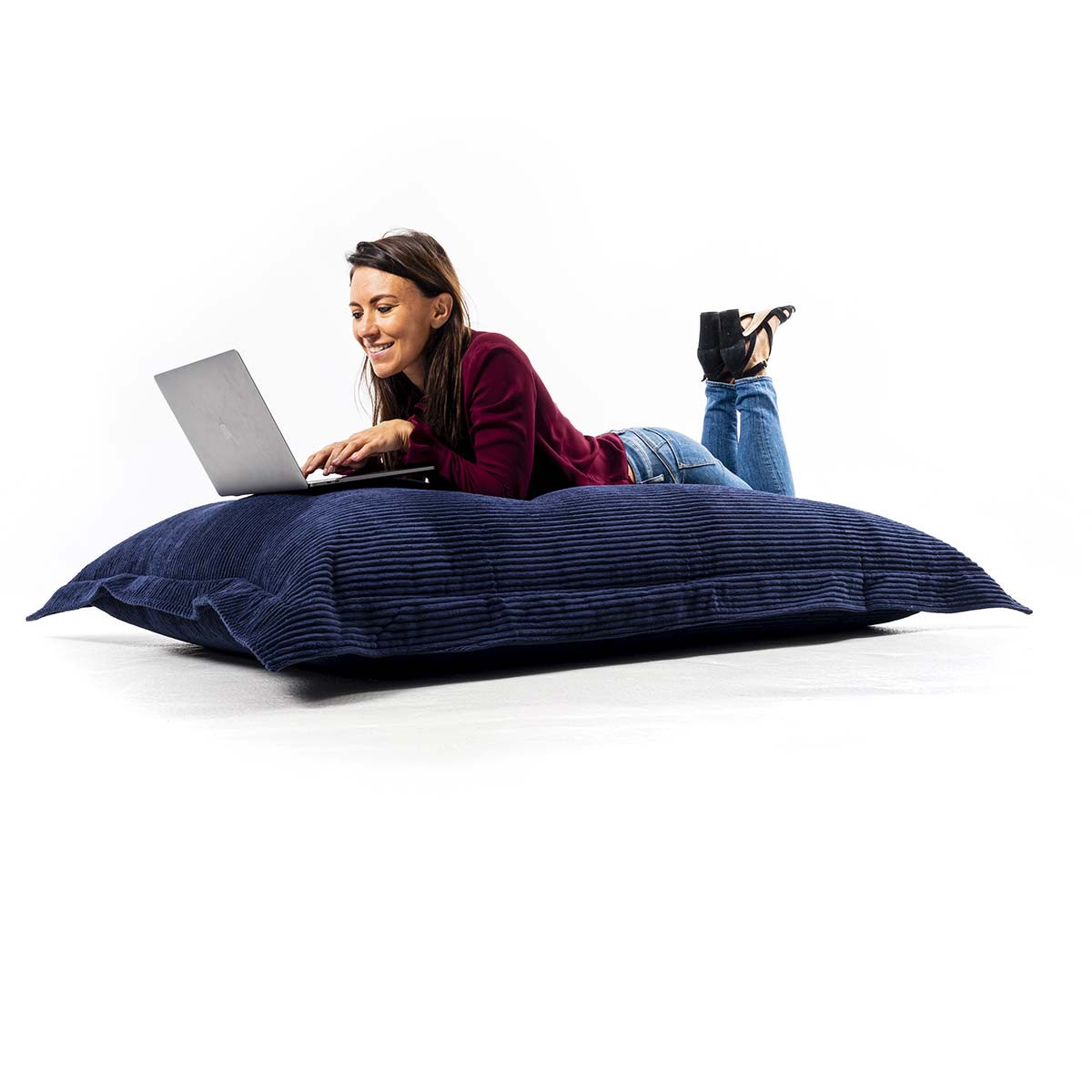 Housse Vide Pouf Velours Côtelé Bleu Marine