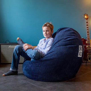 Puf Pera Terciopelo Canalé Azul Marino