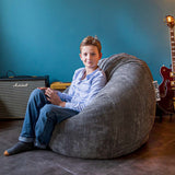 Corduroy Velvet Gray Bean Bag Pouf
