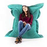 Corduroy Velvet Pouf Turquoise