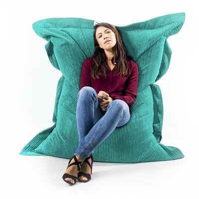 Corduroy Velvet Pouf Turquoise