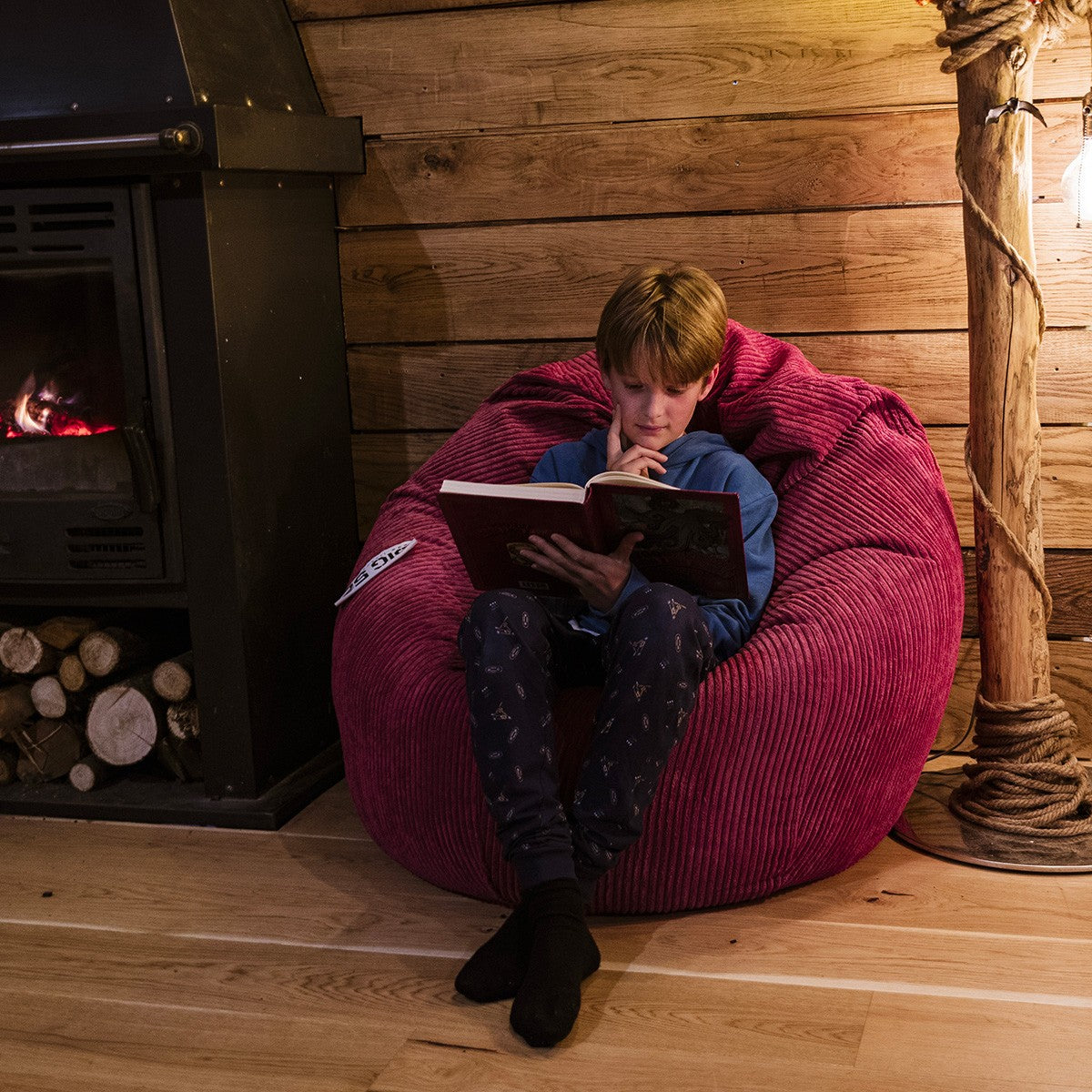 Bezug für leeren Samt Cord Pouf Birne Kirsche