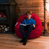 Pouf Poire Velours Côtelé Rouge