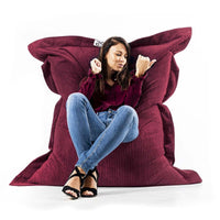 Pouf Velours Côtelé Cerise