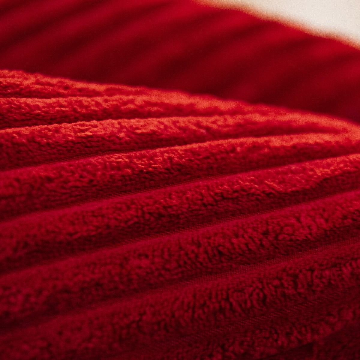 Corduroy Velvet Pouf Red