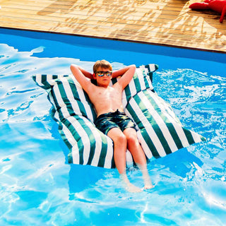 Pouf Piscine Vert Rayé Deauville
