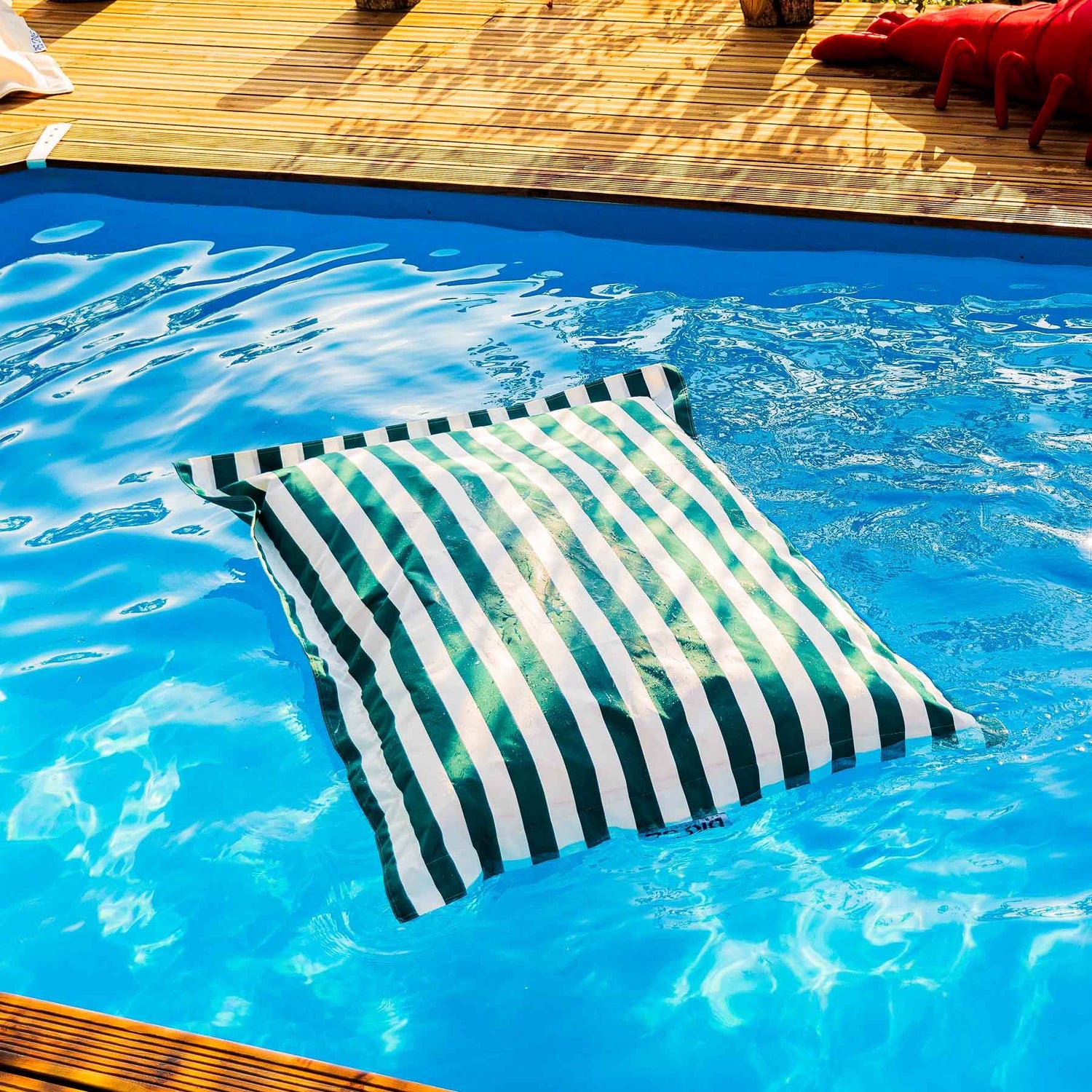 Pouf Piscine Vert Rayé Deauville