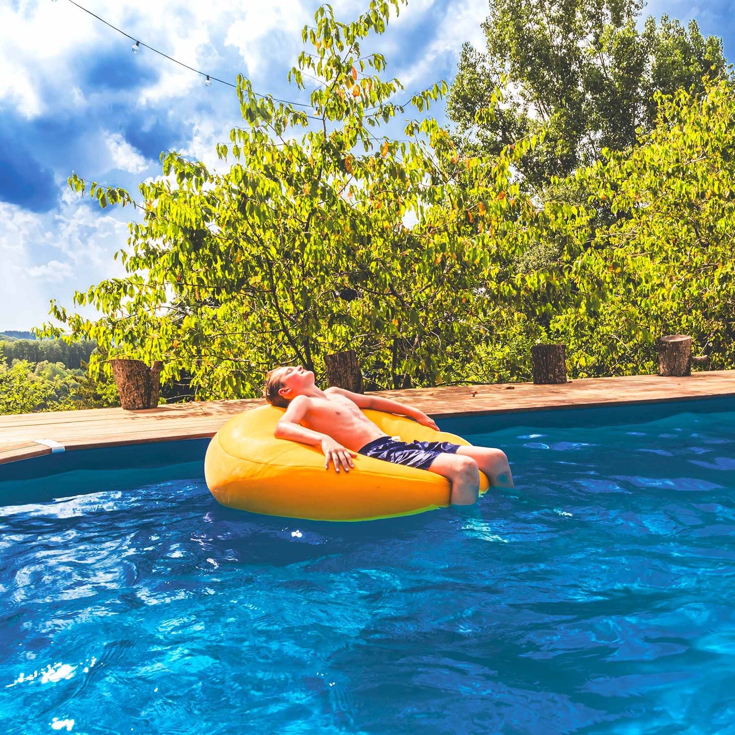 Pouf Rond Piscine Jaune