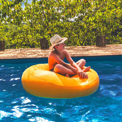 Pouf Rond Piscine Jaune