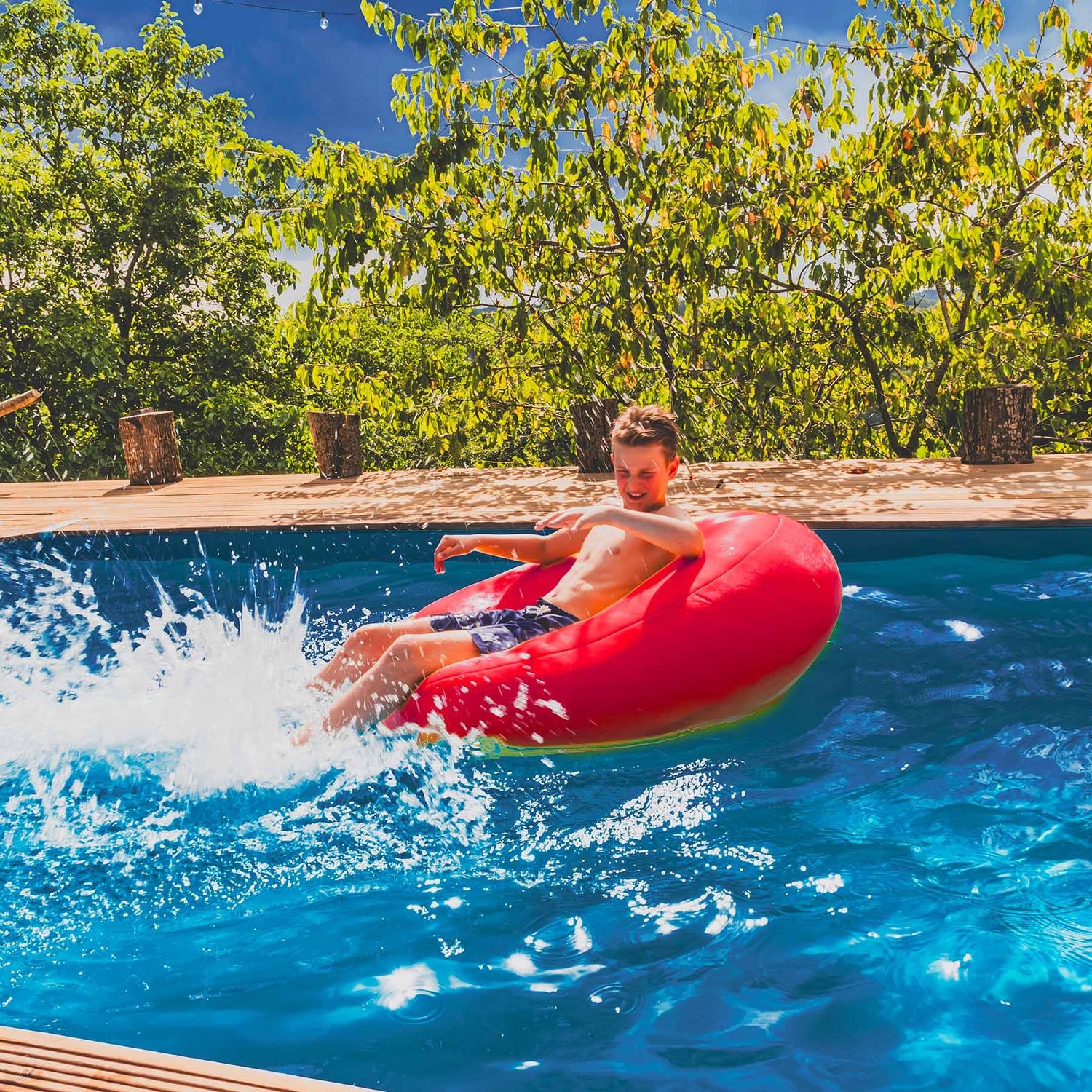 Pouf Rond Piscine Rouge