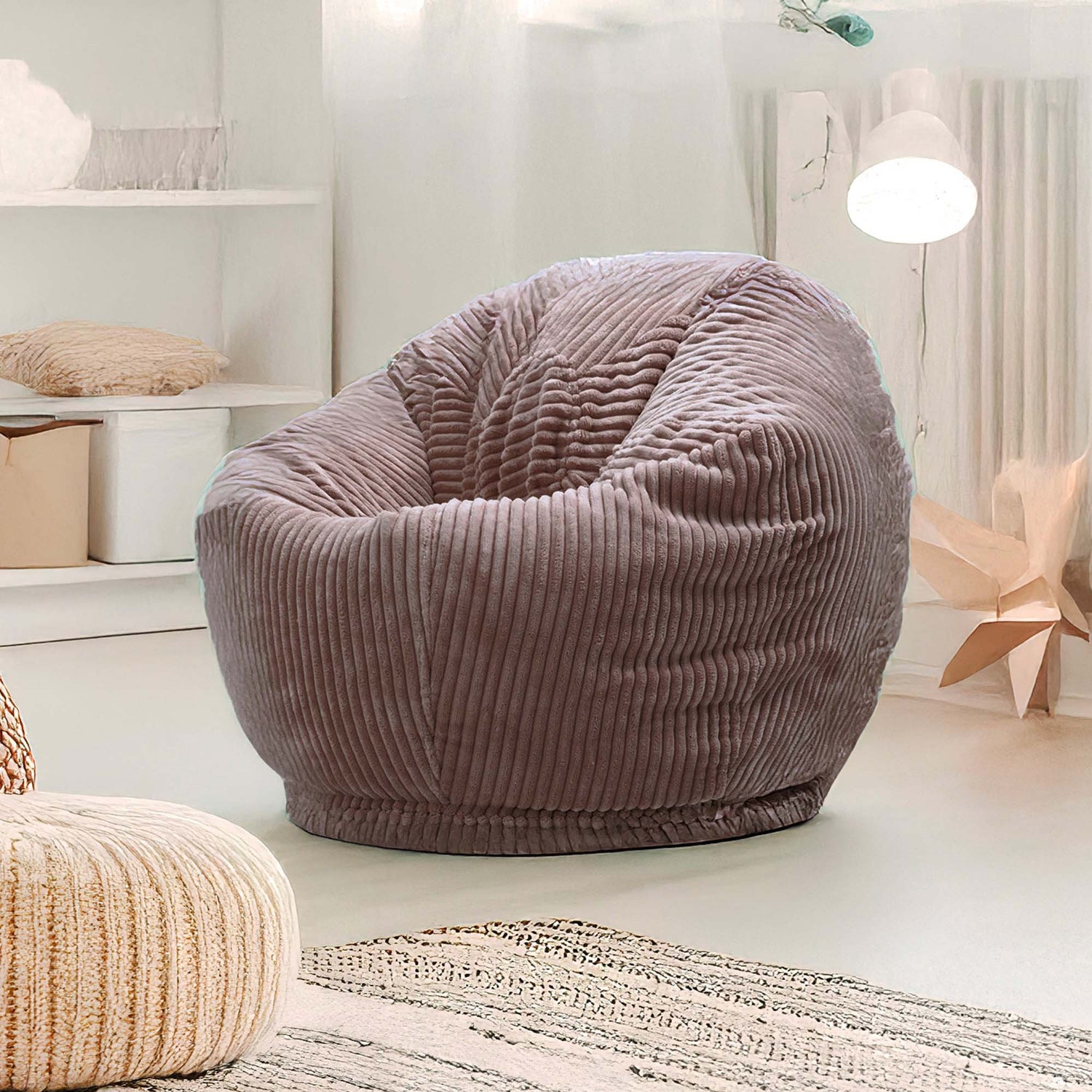 Pouf Poire Enfant Velours Côtelé Marron