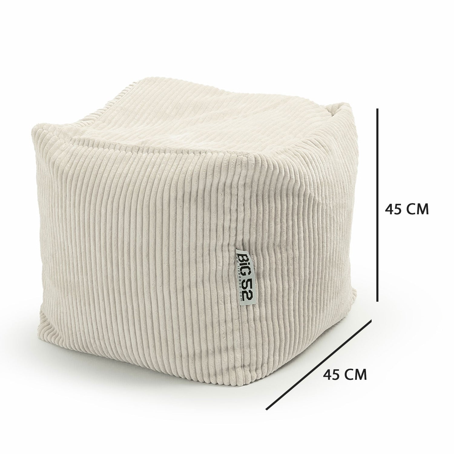 Pouf Cube Velours Côtelé Beige