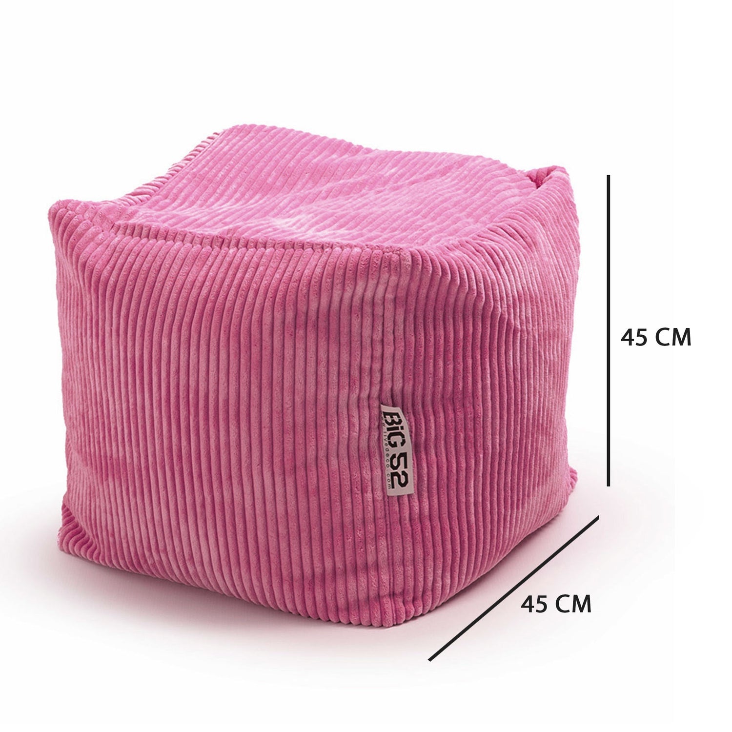 Pouf Cube Velours Côtelé Rose