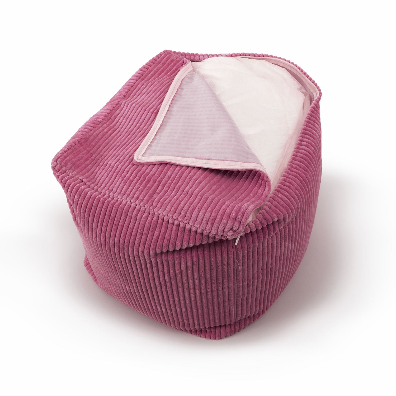 Pouf Cube Velours Côtelé Rose