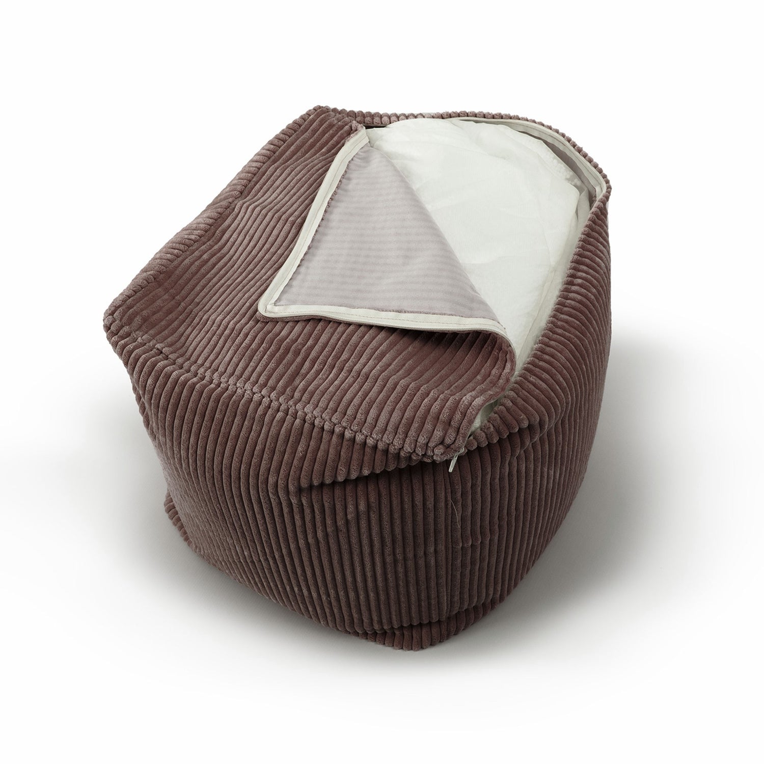 Pouf Cube Velours Côtelé Marron