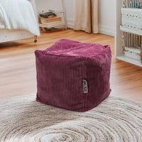 Pouf Cube Velours Côtelé Cerise