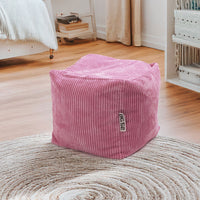 Pouf Cube Velours Côtelé Rose
