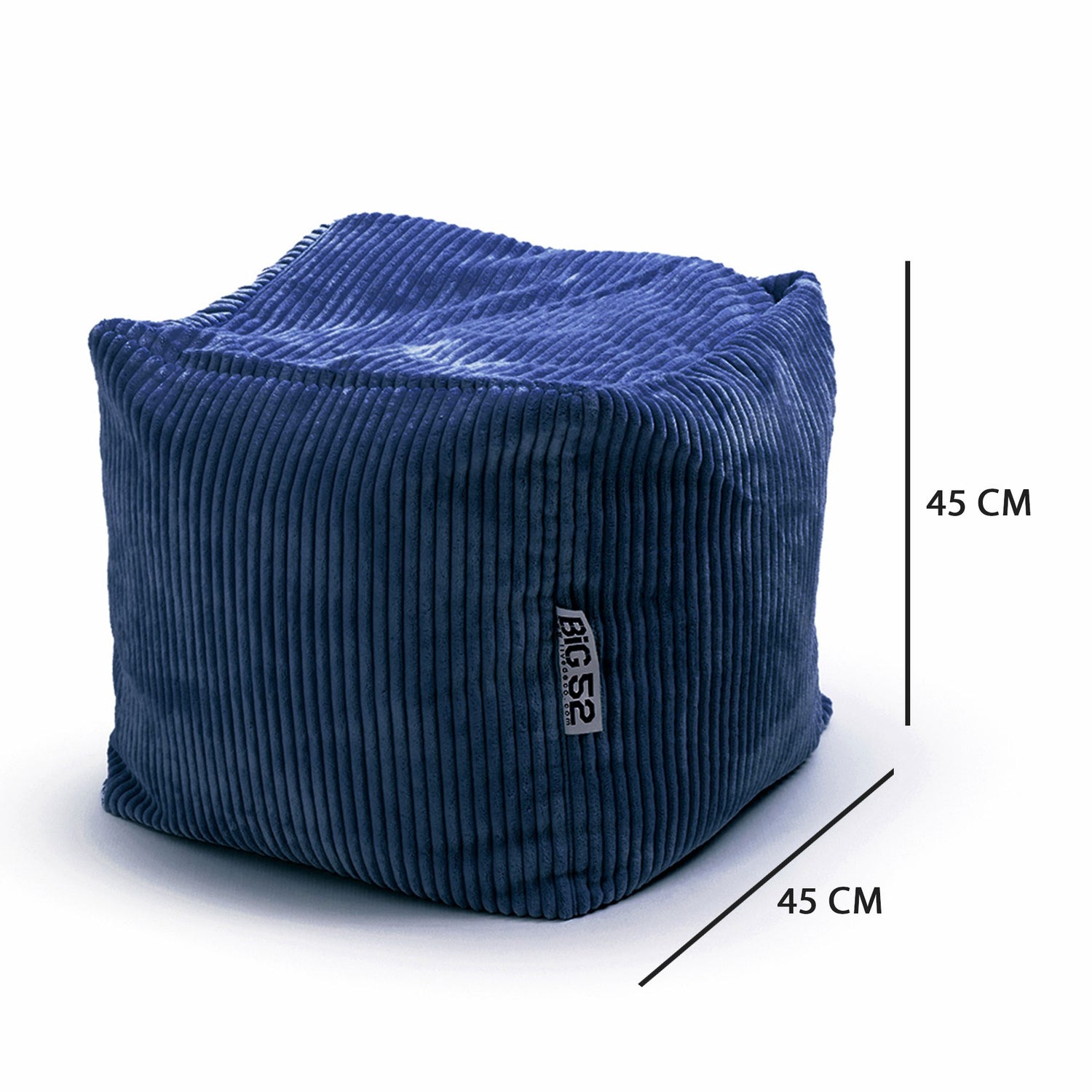 Pouf Cube Velours Côtelé Bleu Marine