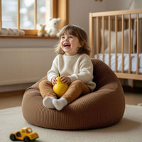 Pouf Poire Enfant Velours Côtelé Marron