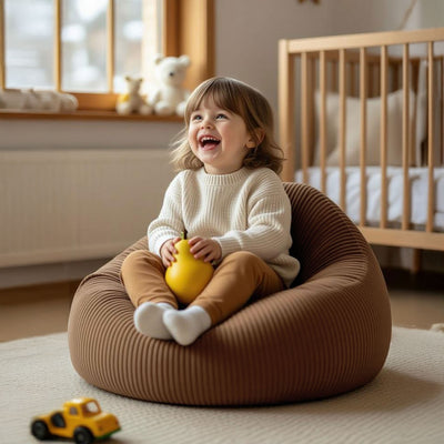 Pouf Poire Enfant Velours Côtelé Marron