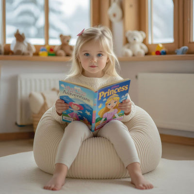 Child Corduroy Velvet Bean Bag Beige