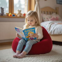 Pouf Poire Enfant Velours Côtelé Rouge