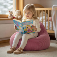 Pouf Poire Enfant Velours Côtelé Rose
