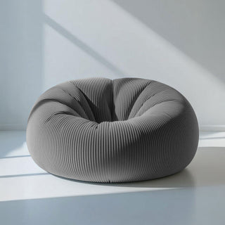 Pouf Gigante Rotondo XXL Velluto Coste Grigio