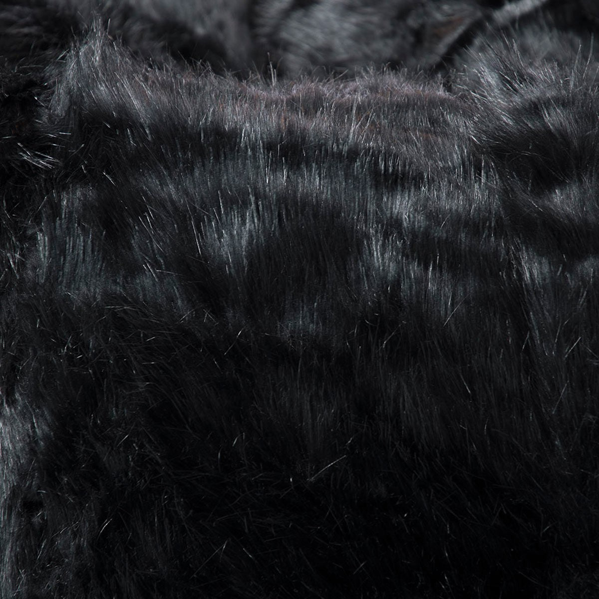 Copertura Vuota Pouf Rotondo XXL Pelliccia Pelo Lungo Nero