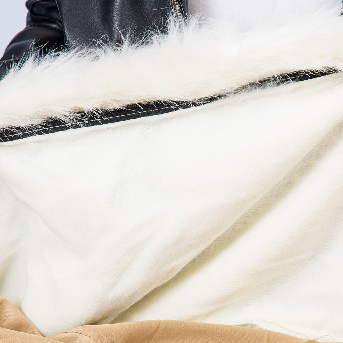 Housse Vide Pouf Rond XXL Fourrure Poil Long Blanc