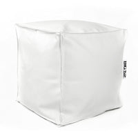 Pouf Cube Simili Cuir Blanc