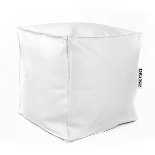 Cube Pouf Faux Leather White