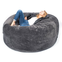 Pouf Géant Rond XXL Polaire Gris