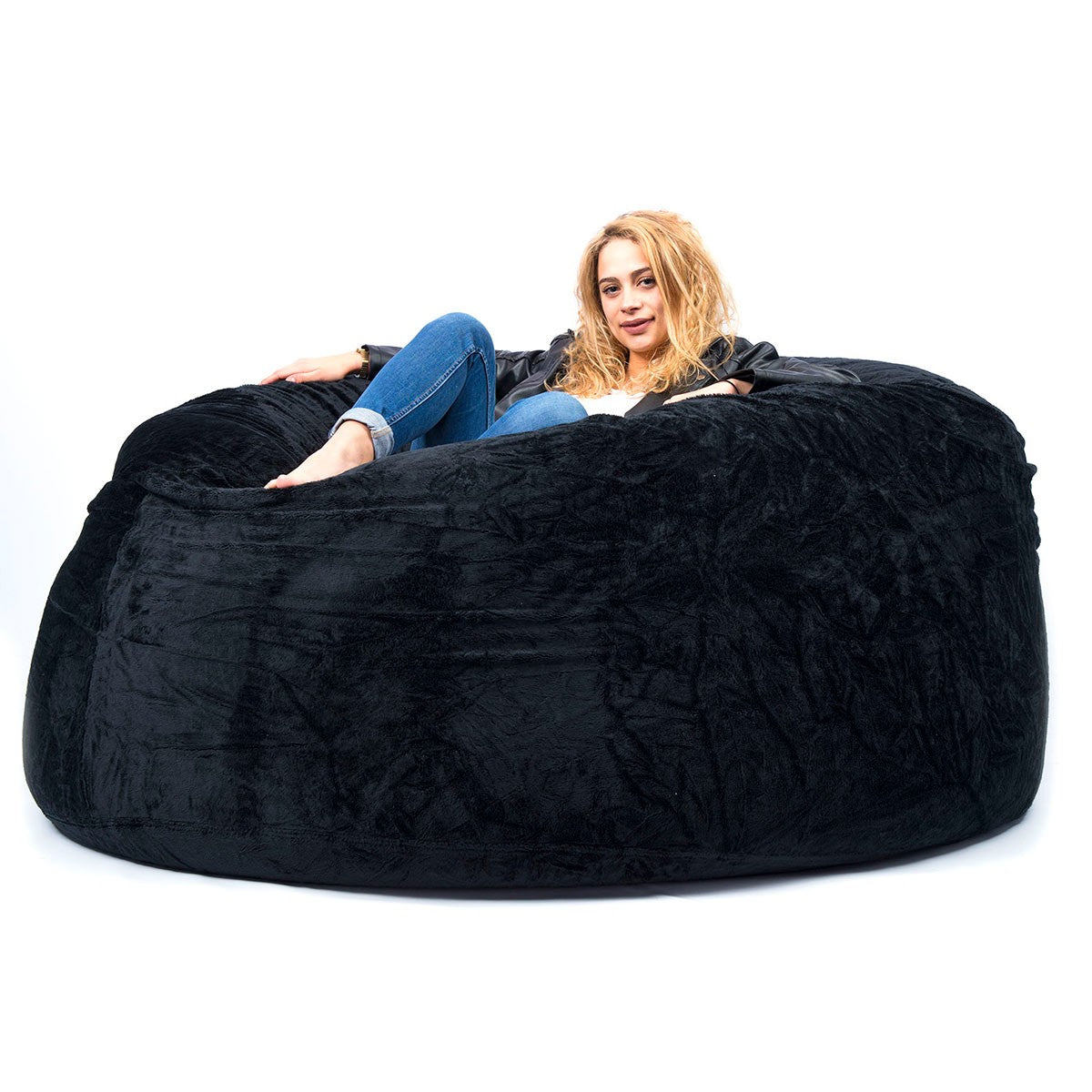 Pouf Géant Rond XXL Polaire Noir