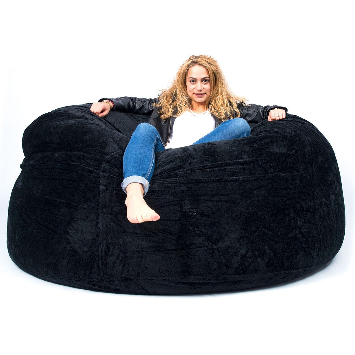 Pouf Géant Rond XXL Polaire Noir