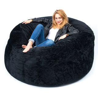 Pouf Géant Rond XXL Polaire Noir